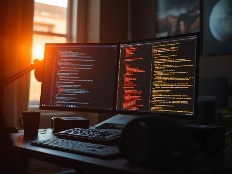 Developer reviewing a website build on a laptop