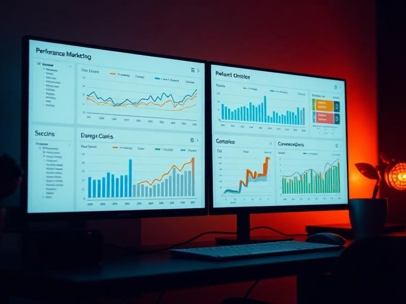Performance marketing analytics on a monitor