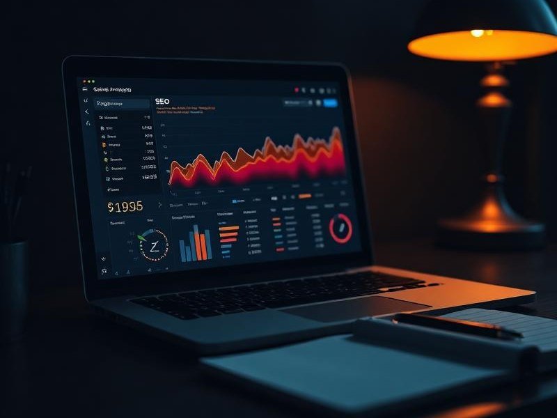 SEO strategy session with keyword research on screen